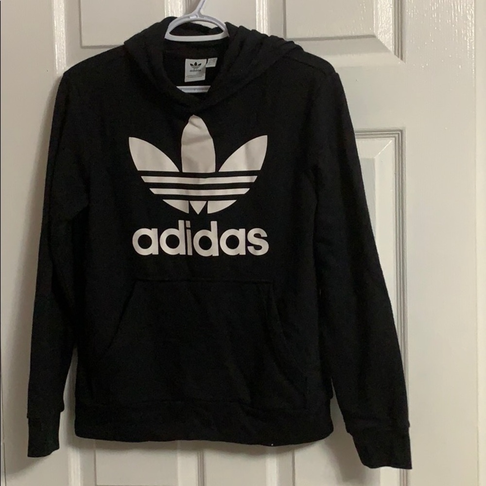Boys black adidas trefoil hoodie